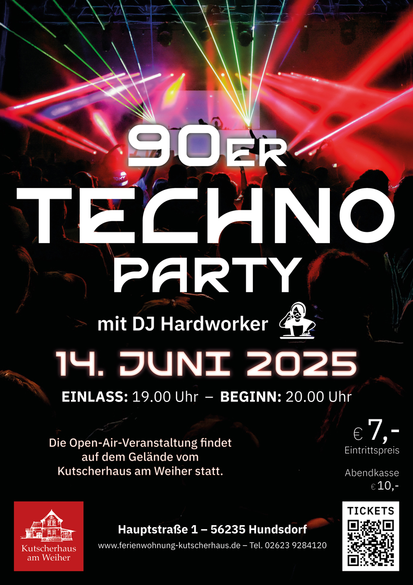 Plakat zur 90er Technoparty